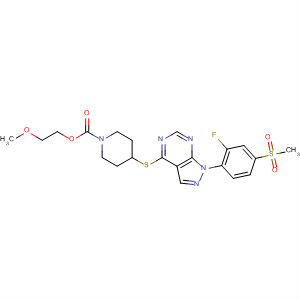 1-Piperidinecarboxylic acid,4-[[1-[2-fluoro-4-(methylsulfonyl)phenyl]-1H-pyrazolo[3,4-d]pyrimidin-4-yl]thio]-, 2-methoxyethyl ester