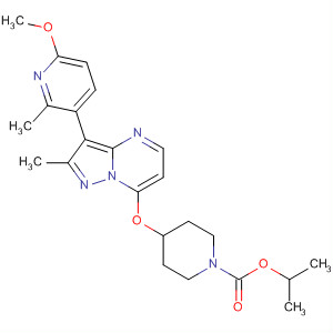 1-Piperidinecarboxylic acid,4-[[3-(6-methoxy-2-methyl-3-pyridinyl)-2-methylpyrazolo[1,5-a]pyrimidin-7-yl]oxy]-, 1-methylethyl ester molecular structure