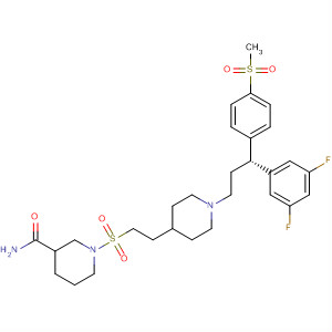 3-Piperidinecarboxamide,1-[[2-[1-[(3R)-3-(3,5-difluorophenyl)-3-[4-(methylsulfonyl)phenyl]propyl]-4-piperidinyl]ethyl]sulfonyl]- molecular structure