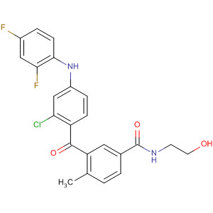 Benzamide,3-[2-chloro-4-[(2,4-difluorophenyl)amino]benzoyl]-N-(2-hydroxyethyl)-4-methyl- molecular structure