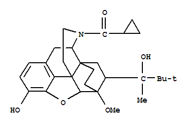 (5alpha,7alpha)-alpha-tert-butyl-17-(cyclopropylcarbonyl)-4,5-epoxy-18,19-dihydro-3-hydroxy-6-methoxy-alpha-methyl-6,14-ethenomorphinan-7-methanol molecular structure