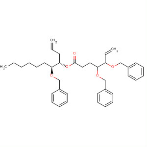6-Heptenoic acid, 4,5-bis(phenylmethoxy)-,(1S,2S)-2-(phenylmethoxy)-1-(2-propenyl)octyl ester, (4R,5R)- molecular structure