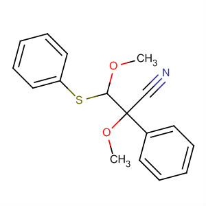 Benzeneacetonitrile, a-methoxy-a-[methoxy(phenylthio)methyl]- molecular structure