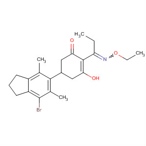 2-Cyclohexen-1-one,5-(7-bromo-2,3-dihydro-4,6-dimethyl-1H-inden-5-yl)-2-[1-(ethoxyimino)propyl]-3-hydroxy- molecular structure