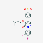 3(2H)-PYRIDAZINONE, 2-(3,4-DIFLUOROPHENYL)-4-[(3-METHYL-3-BUTEN-1-YL)OXY]-5-[4-(METHYLSULFONYL)PHENYL]- molecular structure