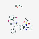 ETHANOL, COMPD. WITH 6-[2-(2,6-DIFLUOROPHENYL)-4-PHENYL-1H-IMIDAZOL-5-YL]-1-[(1-METHYLETHYL)SULFONYL]-1H-BENZIMIDAZOL-2-AMINE (1:1) molecular structure