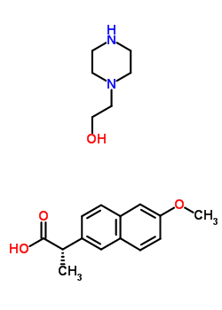 (2S)-2-(6-methoxynaphthalen-2-yl)propanoic acid - 2-(piperazin-1-yl)ethanol (1:1) molecular structure