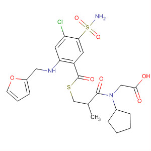 Glycine,N-[3-[[5-(aminosulfonyl)-4-chloro-2-[(2-furanylmethyl)amino]benzoyl]thio]-2-methyl-1-oxopropyl]-N-cyclopentyl- molecular structure