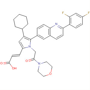 2-Propenoic acid,3-[4-cyclohexyl-5-[2-(2,4-difluorophenyl)-6-quinolinyl]-1-[2-(4-morpholinyl)-2-oxoethyl]-1H-pyrrol-2-yl]-, (2E)- molecular structure