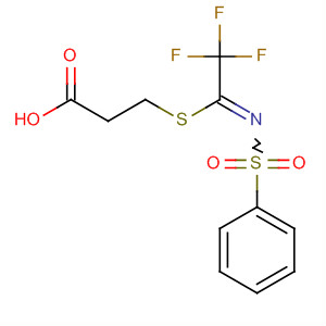 Propanoic acid, 3-[[2,2,2-trifluoro-1-[(phenylsulfonyl)imino]ethyl]thio]- molecular structure