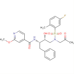 4-Pyridinecarboxamide,N-[(1S,2R)-3-[[(5-fluoro-2-methylphenyl)sulfonyl](2-oxopropyl)amino]-2-hydroxy-1-(phenylmethyl)propyl]-2-methoxy- molecular structure