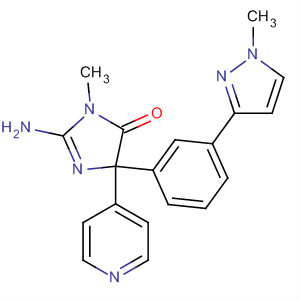 4H-Imidazol-4-one,2-amino-3,5-dihydro-3-methyl-5-[3-(1-methyl-1H-pyrazol-3-yl)phenyl]-5-(4-pyridinyl)- molecular structure
