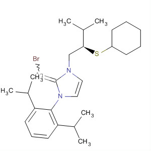 Silver,[1-[2,6-bis(1-methylethyl)phenyl]-3-[(2R)-2-(cyclohexylthio)-3-methylbutyl]-1,3-dihydro-2H-imidazol-2-ylidene]bromo- molecular structure