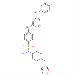 Benzenesulfonamide,4-[[4-[(4-fluorophenyl)amino]-2-pyrimidinyl]amino]-N-[1-(3-furanylmethyl)-4-piperidinyl]-N-methyl- molecular structure