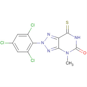 5H-1,2,3-Triazolo[4,5-d]pyrimidin-5-one,2,4,6,7-tetrahydro-4-methyl-7-thioxo-2-(2,4,6-trichlorophenyl)- molecular structure