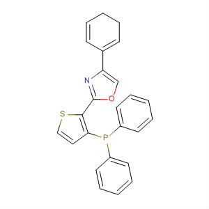 Oxazole, 2-[3-(diphenylphosphino)-2-thienyl]-4,5-dihydro-4-phenyl-,(4S)- molecular structure