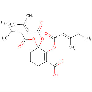 1-Cyclohexene-1-carboxylic acid,bis[(3-methyl-1-oxo-2-butenyl)oxy][(3-methyl-1-oxo-2-pentenyl)oxy]- molecular structure