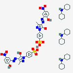 Chromium(3+);n-cyclohexylcyclohexanamine;hydron;4-[3-methyl-4-[(5-nitro-2-oxidophenyl)diazenyl]-5-oxidopyrazol-1-yl]benzenesulfonate molecular structure